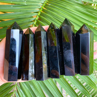 Black Obsidian Healing Crystal Wand For Strength, Protection, Power