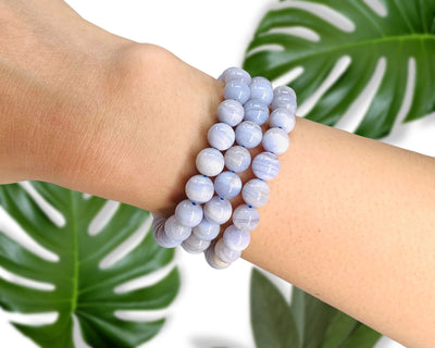 Blue Lace Agate Healing Crystal Bracelet for Women | Men Bead Bracelet | Blue crystal bracelet | healing crystal bracelet | 8mm beaded bracelet | soul charms