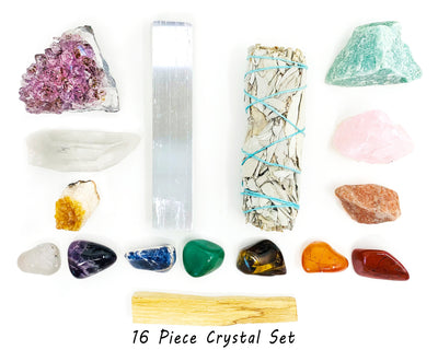 22 pcs Crystal Kit Box - Raw Crystal, Gemstones, Sage, Cluster Kit, Chakra Crystal Set for Beginner Starter, Reiki Mediation Healing Gift