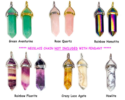 Healing Crystal Pendant Necklace | Wholesale Crystals | 44+ Gem Type Amethyst Carnelian Rose Quartz