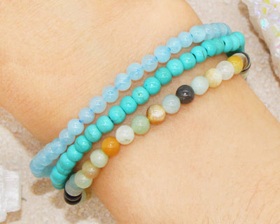 peace_harmony_calming_crystal_bead_bracelet_set for women, men | stackable_bracelet_pack | turquoise howlite_aquamarine_amazonite Wholesale Dropshipping Crystal Bracelets