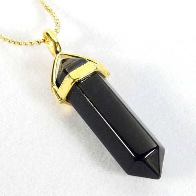 Pendant Necklaces - Black Agate Gemstone Pendant Necklace