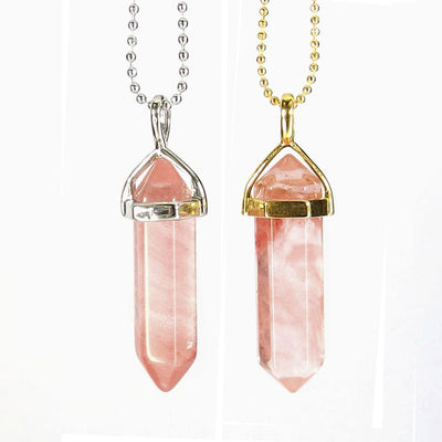 Pendant Necklaces - Cherry Quartz Gemstone Pendant Necklace