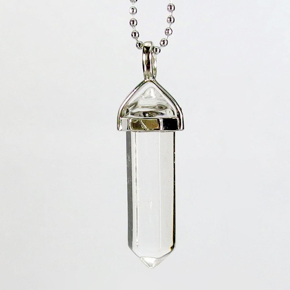 Pendant Necklaces - Clear Quartz Gemstone Pendant Necklace