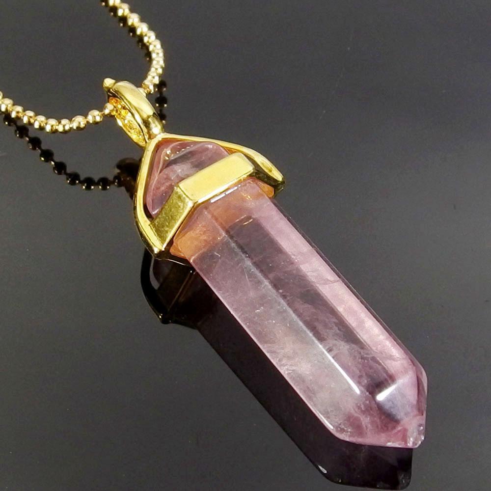 Pendant Necklaces - Multi-Colored Fluorite Gemstone Pendant Necklace