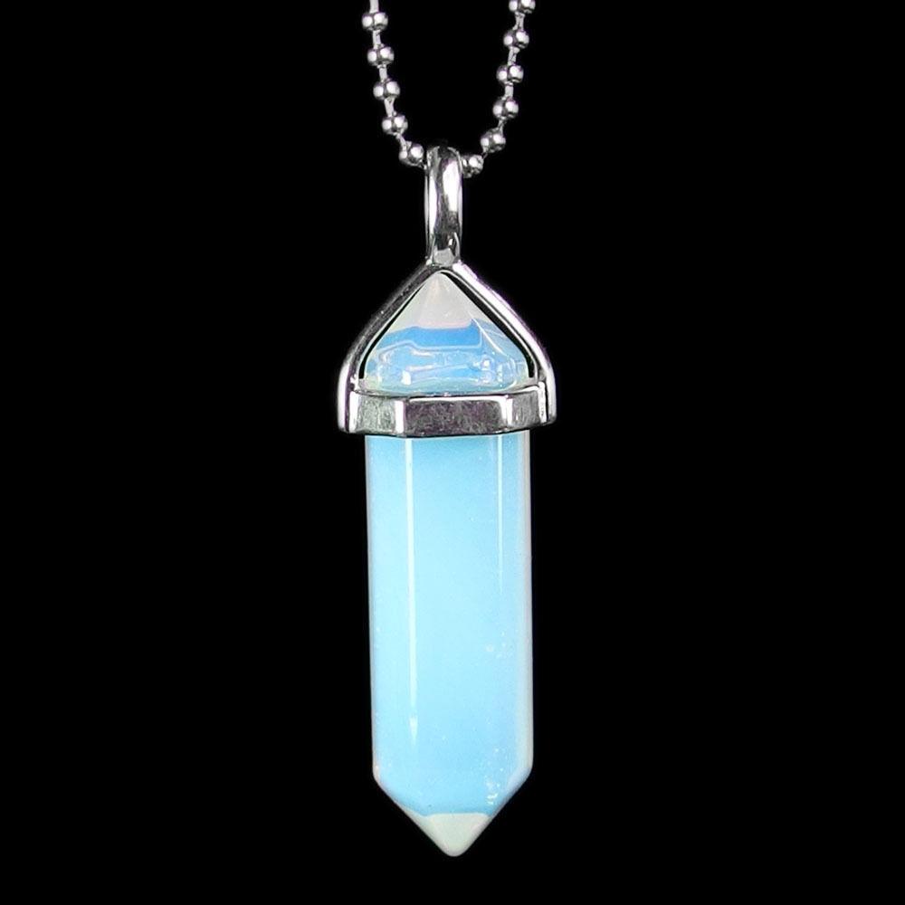 Opalite Crystal Pendant Necklace – White Lotus