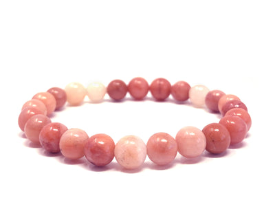Pink Aventurine Healing Crystal Bracelet for Women, Men | White Bead Bracelet | Pink crystal bracelet | 8mm beaded bracelet | soul charms