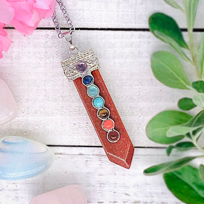 Red Sandstone Chakra Wand Necklace