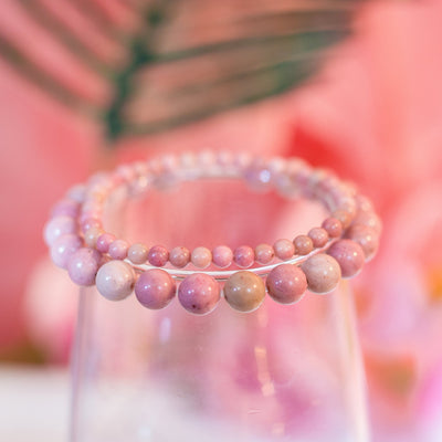 Rhodonite Crystal Bead Bracelet For Women Men | Healing Crystal Beaded Bracelet | Pink Crystal 8mm Beads Wholesale Dropshipping Crystal Bracelets