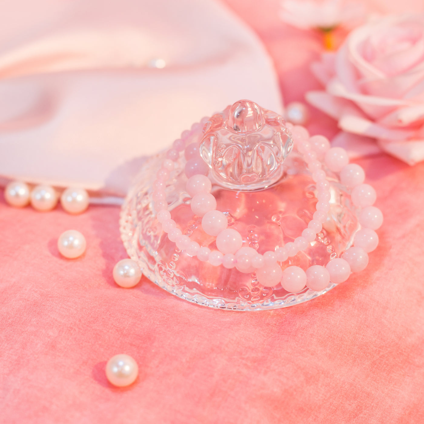 Crystal Bead Bracelet - Rose Quartz