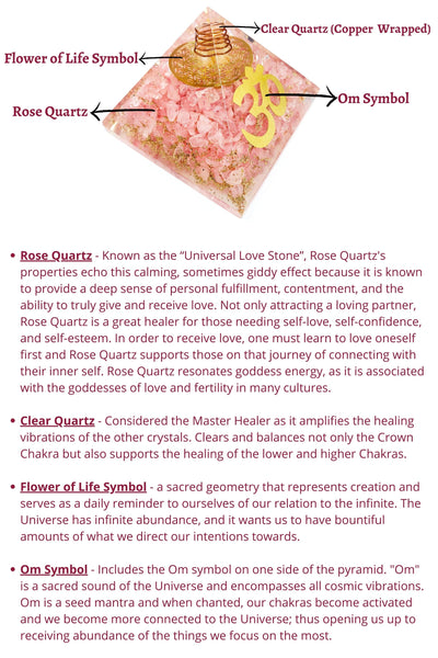 Rose Quartz Orgone Pyramid Energy Generator | Heart Chakra Reiki Healing Protection