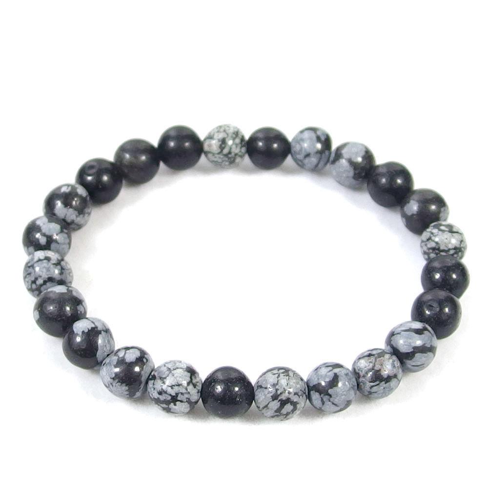 Snowflake Obsidian Crystal Bracelet for Women, Men | Black Bead Bracelet for Grief, Loss, Negativity, Healing | Wholesale Dropshipping Crystal Bracelets