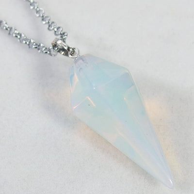 Opalite Healing Crystal Pendulum Necklace | Creativity Psychic Power