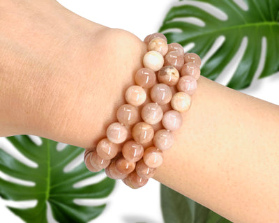 Sunstone Healing Crystal Bracelet for Women, Men | White Bead Bracelet | 8mm beaded bracelet | soul charms