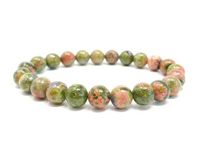Unakite Jasper Crystal Bead Bracelet For Women Men | Healing Crystal Beaded Bracelet | Pink Green Crystal 8mm Beads Wholesale Dropshipping Crystal Bracelets
